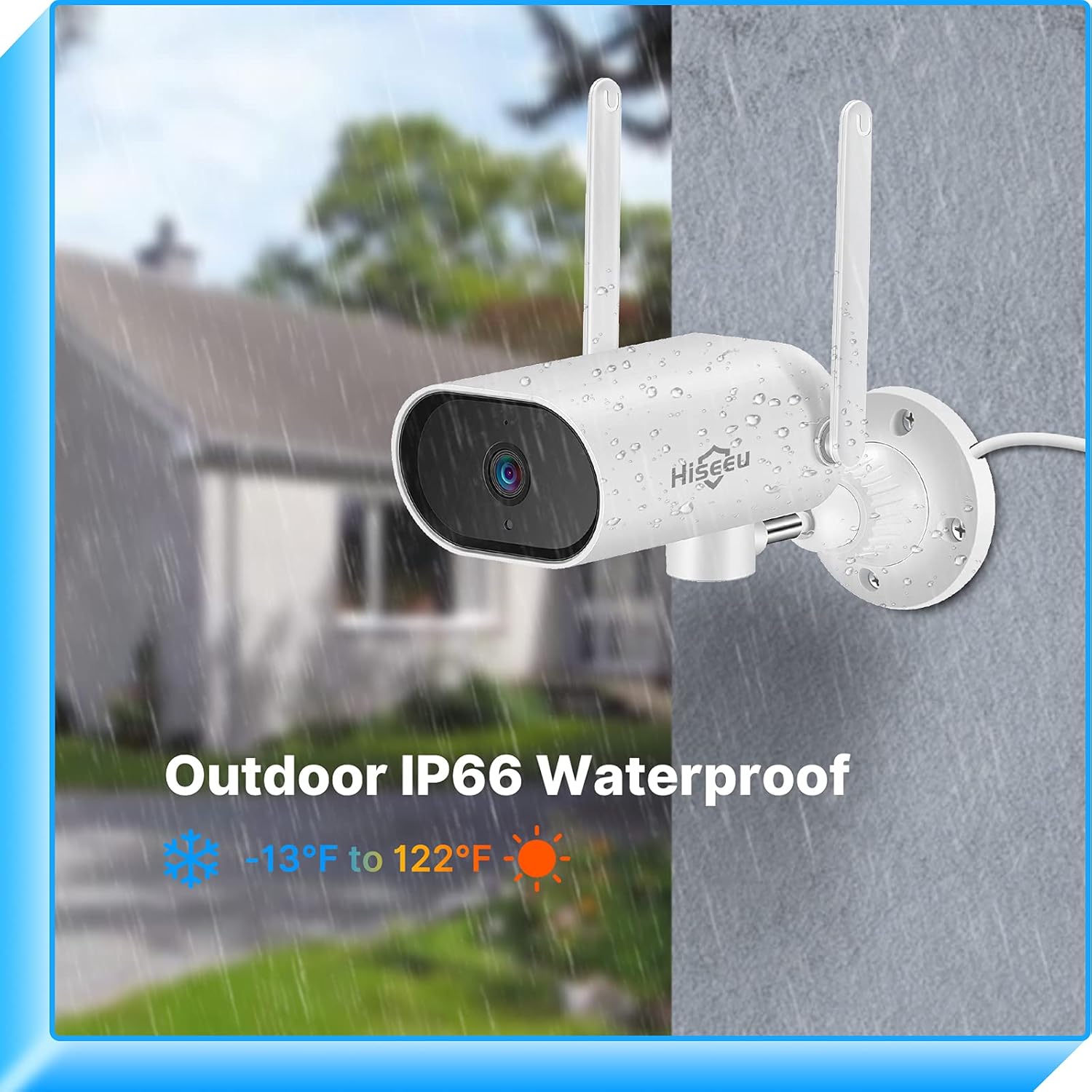 【Expandable 8CH,2K】Hiseeu 3MP Wireless Security Camera System Outdoor/indoor,4pcs Pan 180°view cameras,2-Way Audio,wireless 8 CH NVR system ,Night Vision,Home WiFi Surveillance Cameras ,1TB Hard Drive
