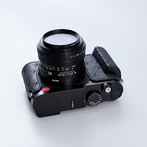 Camera Half Case for Leica Q3,SIUTATDSH Vintage Metal Genuine Leather Camera Protective Cases Stylish Portable Shockproof (BlackC)