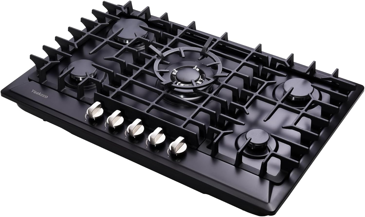 30 Inch Gas Cooktop, Built-in 5 Burners Stainless Steel Gas Stovetop Propane/Natural Gas Convertible Stove Top Dual Fuel Gas Hob (Black)
