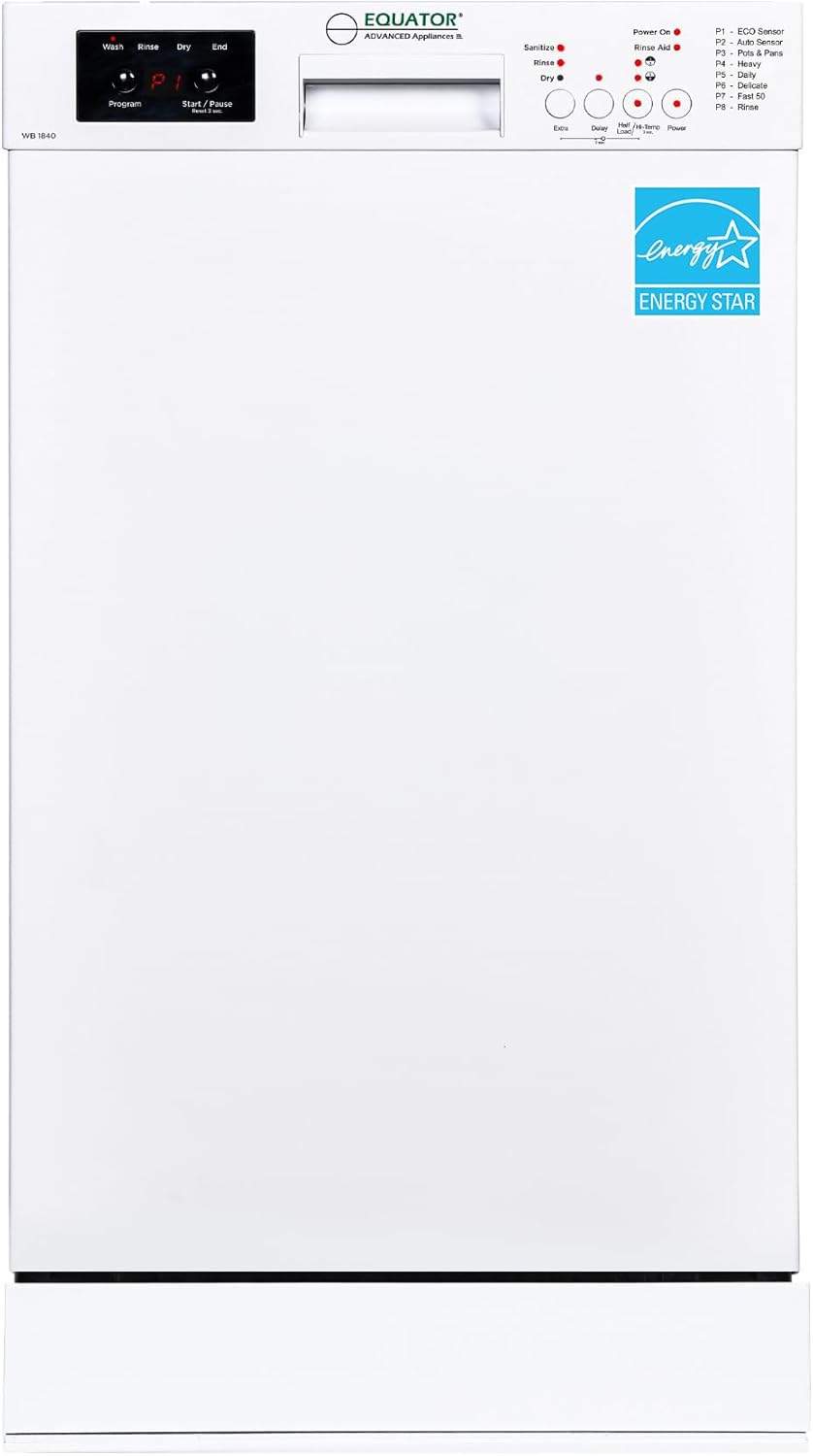 Equator 18" ADA Dishwasher 8 program 10 place Water 3.4g Quiet 51 dB 120V E-Star (White)