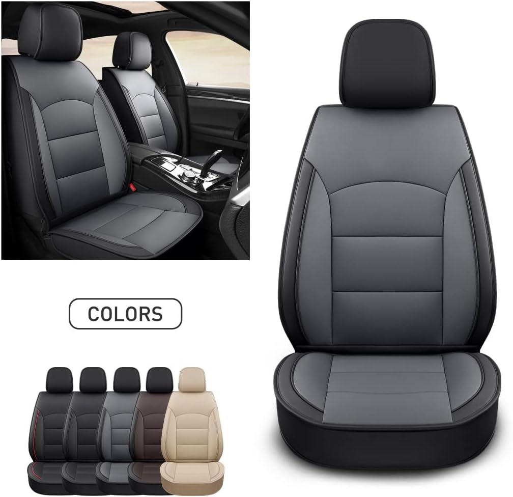 Car Seat Covers Full Set, Front and Back Split Bench Seat Covers with Headrest, Waterproof and Durable Faux Leather Automotive Seat Cushion, Comfortable Seat Protector for Car SUV, Beige