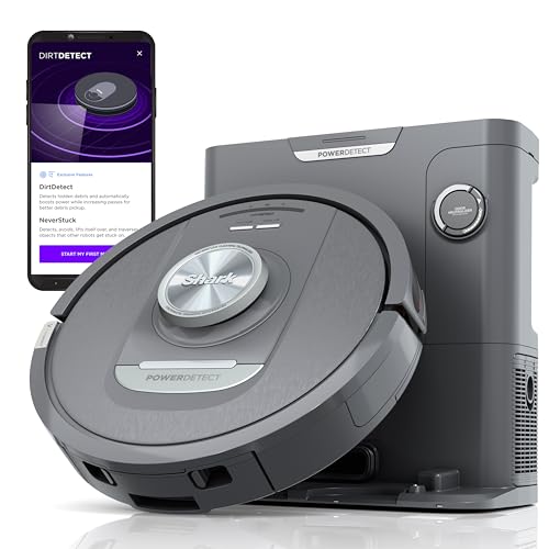 Shark RV2820AE Detect Pro Self-Empty Robot Vacuum with Bagless, 60-day Capacity HEPA Base, 3 Detect & React Technologies, Auto Deep-Clean on Carpets and Hardfloors, NeverStuck Tech, Wi-Fi Black/Bronze