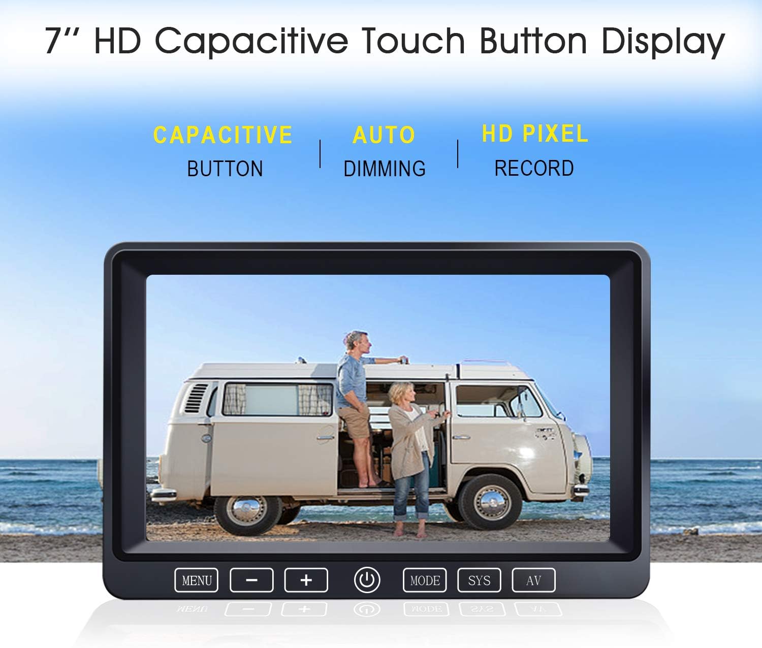 ZEROXCLUB Wireless Backup Camera with 7 Inch DVR Quad Split Monitor for RV Trailer Truck, Digital Signal HD 1080P Wireless Rear Side View 3 Cameras Back Up System w/Recording 18 IR Night Vision-B3C