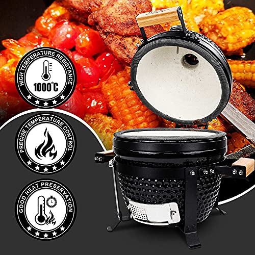 Ceramic BBQ Charcoal Kamado Grill 13 inch Portable Tabletop BBQ Grill Red