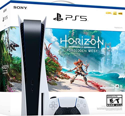 Playstation 5 Disc Version PS5 Console Horizon Forbidden West Bundle - 4K-TV Gaming, 16GB. GDDR-6 RAM, 8K Output, WiFi 6. Ultra-High Speed 825GB SSD - U Deal