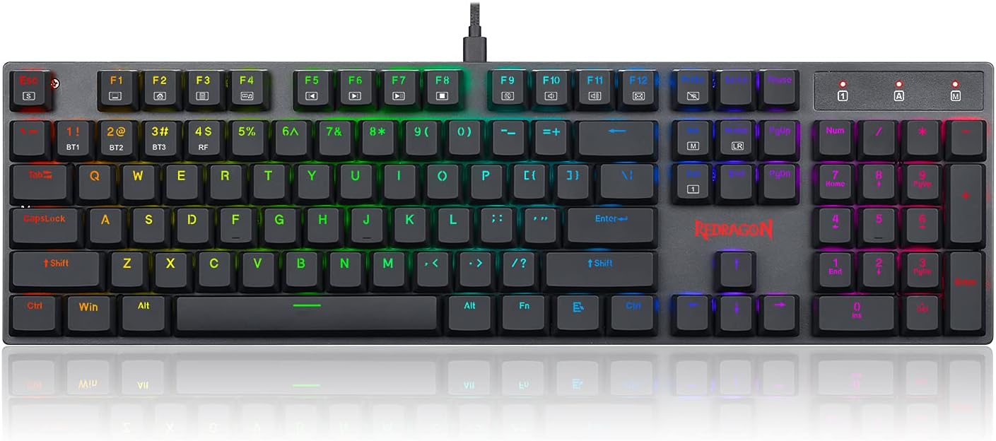 Redragon K535 Wireless, Bluetooth Mechanical Gaming Keyboard, RGB Backlit with Low Profile Blue Switches for Windows Gaming PC Pack of 2