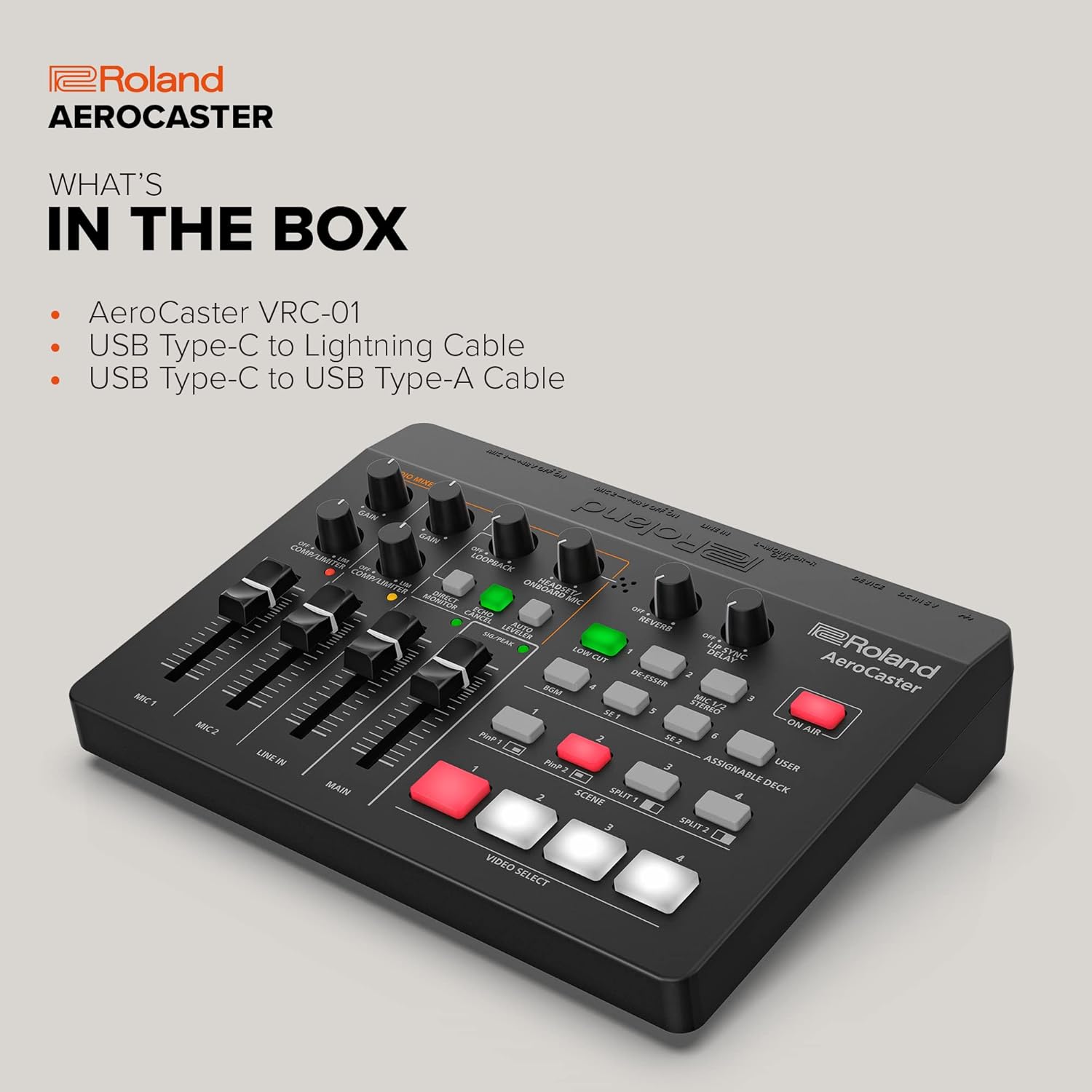 Roland AeroCaster Live Streaming System – Powerful Wireless Multi-Camera Production Solution with Hardware Controller/Audio Interface and Full-Featured iPad app.