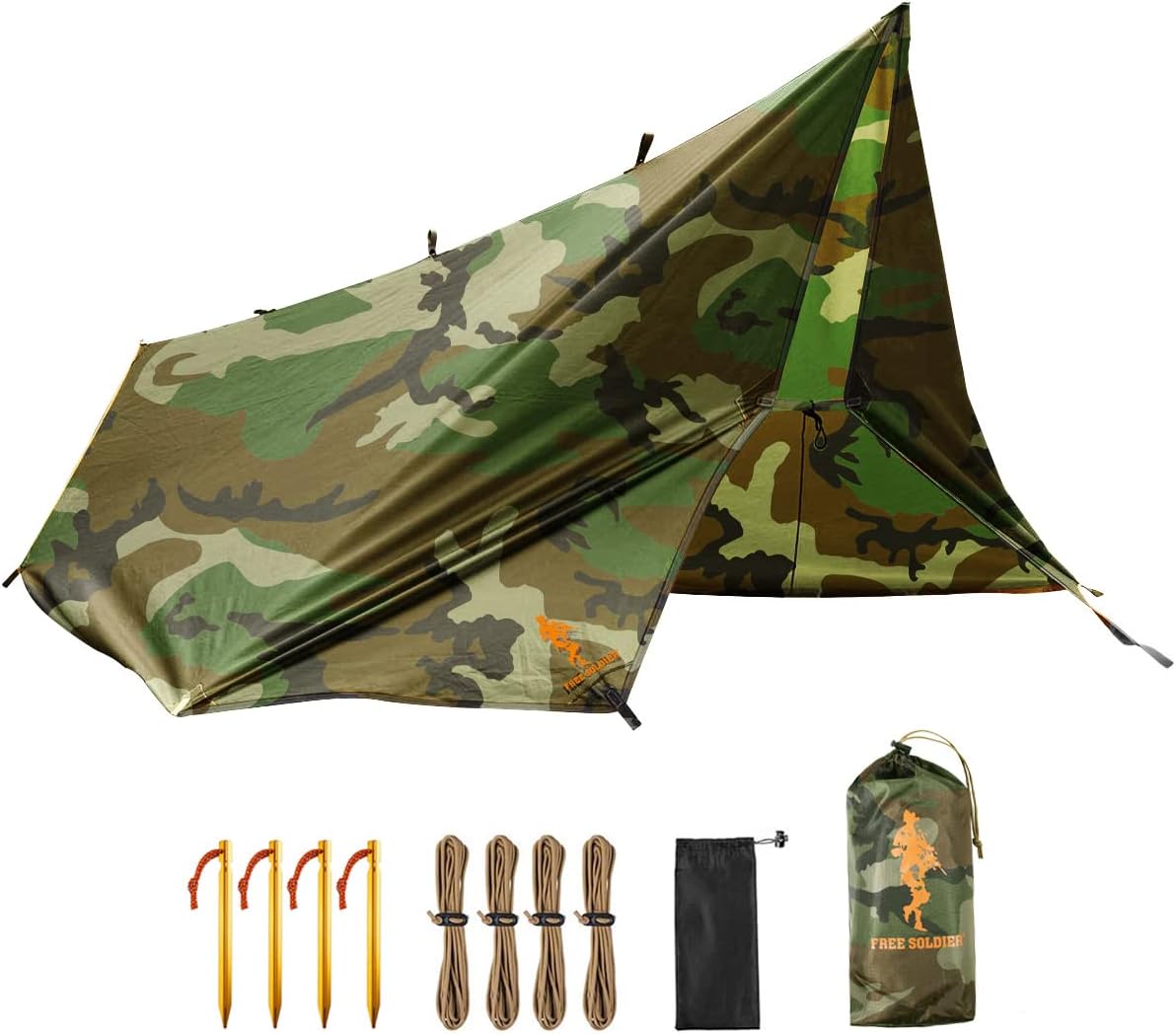 FREE SOLDIER Waterproof Portable Tarp Multifunctional Outdoor Camping Traveling Awning Backpacking Tarp Shelter Rain Tarp