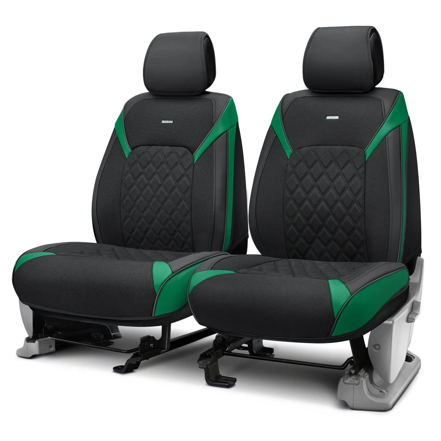 Rixxu - Forza Series 1st Row Black Seat Covers with Green Accents