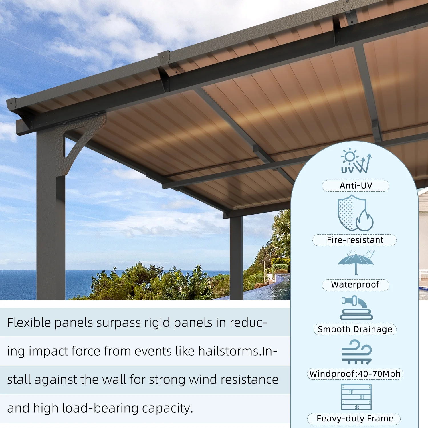 AECOJOY 10' x 10' Hardtop Gazebo Outdoor Aluminum Pergola ​For Garden, Patio, Backyard-​Gray