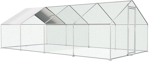 Large Chicken Coop for 20 Chickens Metal Chicken Run with Waterproof Cover for Walk-in Chicken Run for Yard Outdoor Poultry Cage