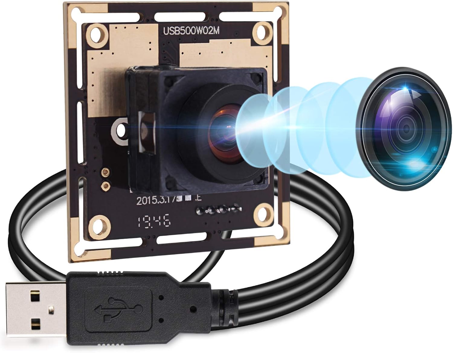 Autofocus 5 Megapixel USB Camera Module with 170 Degree Fisheye Lens HD 2592X1944 USB Webcamera with CMOS OV5640 Sensor USB with Camera,Mini Webcam for Windows Mac Andriod Linux,Plug&Play