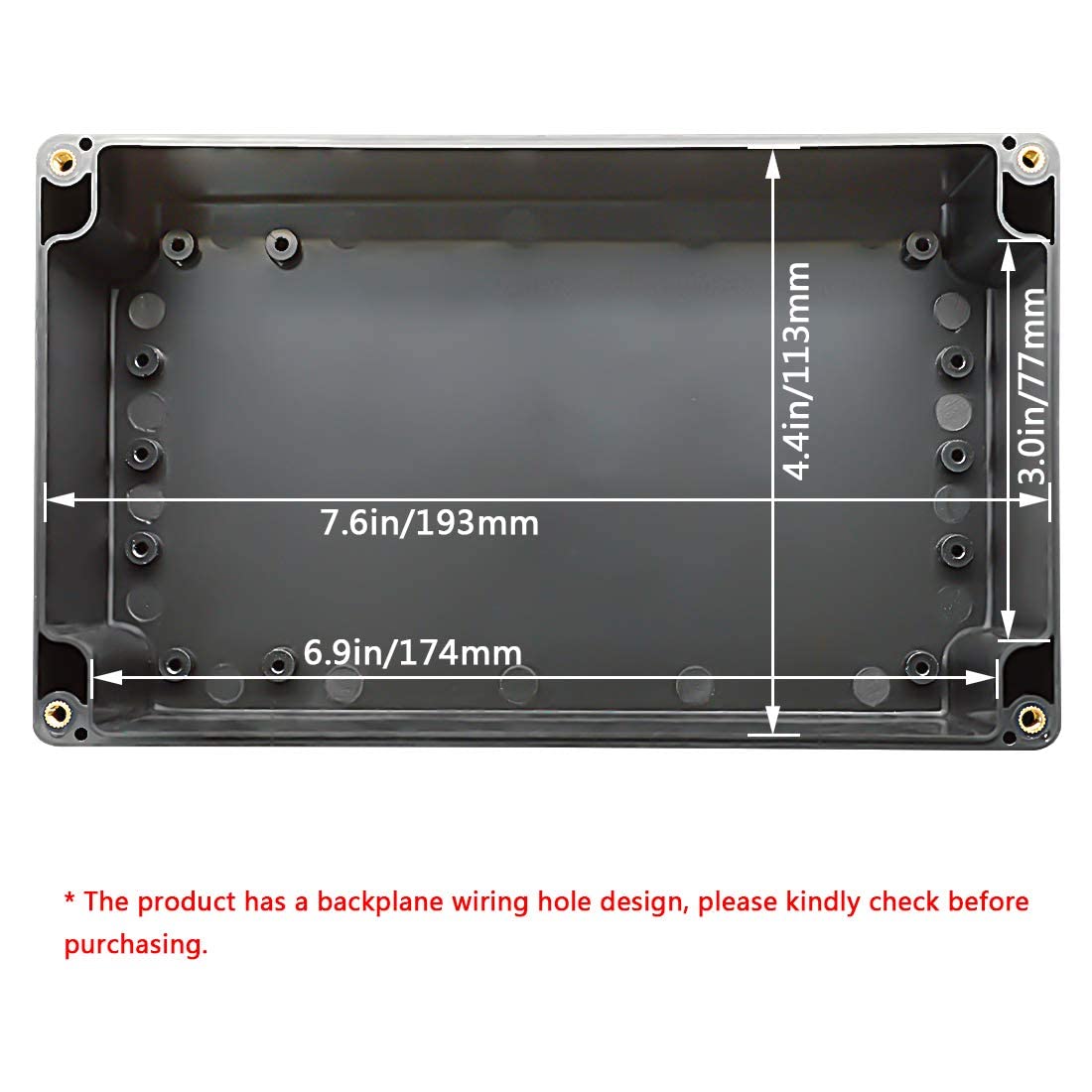 LeMotech ABS Plastic Electrical Project Case Power Junction Box, Project Box Black 10.4" x 7.2" x 3.7" (263 x 182 x 95 mm)(Pack of 1)