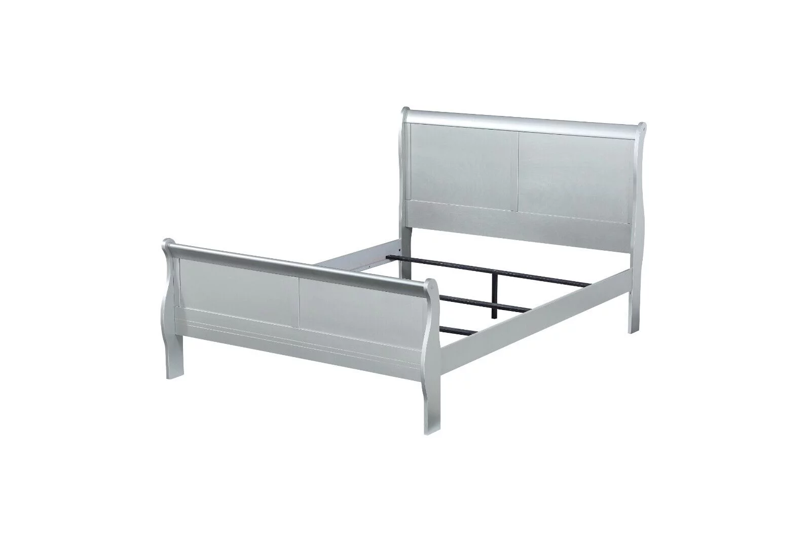 Louis Phillippe Style Transitional Bedroom 5pc Set Twin Bed Dresser Chest Nightstand Mirror Platinum Finish Furniture