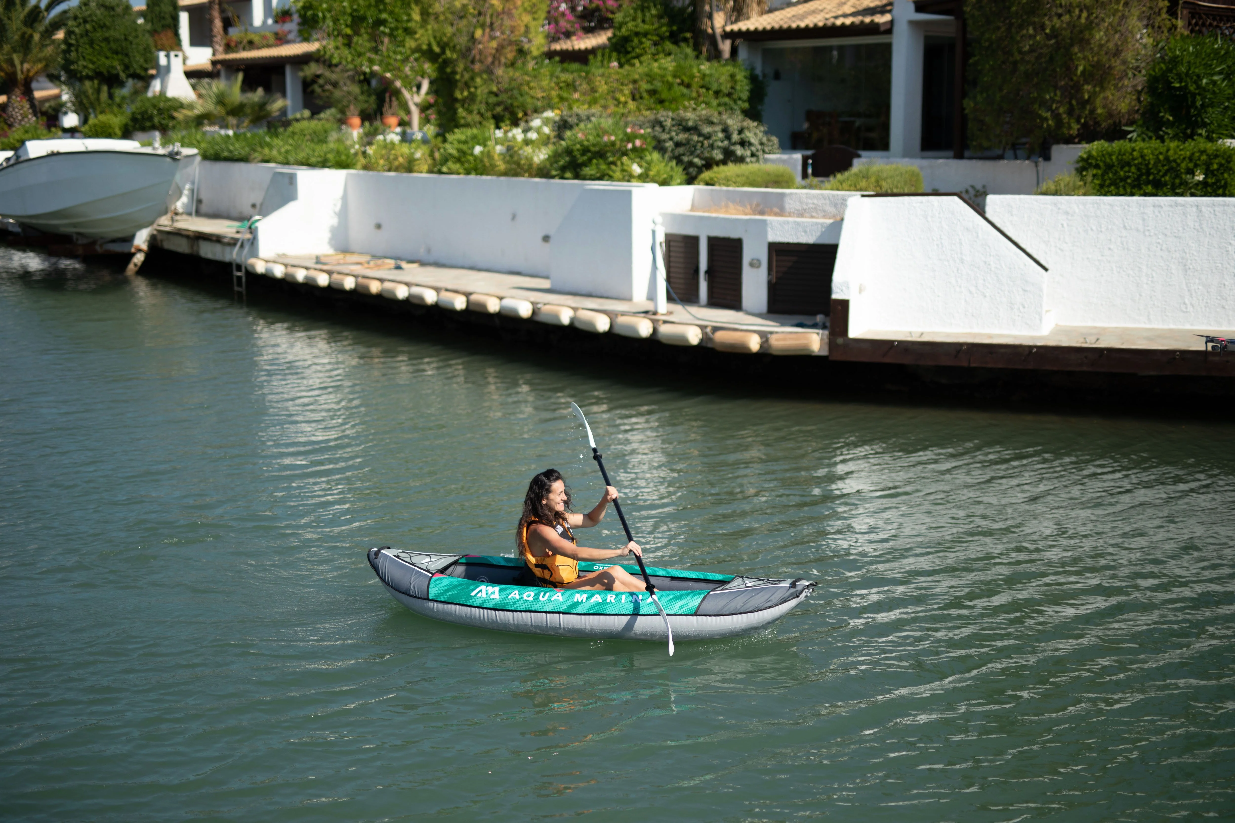 Aqua Marina, 1 Person, RECREATIONAL KAYAK - LAXO 9'4" - Inflatable KAYAK Package, including Carry Bag, Paddle, Fin, Pump & Safety Harness