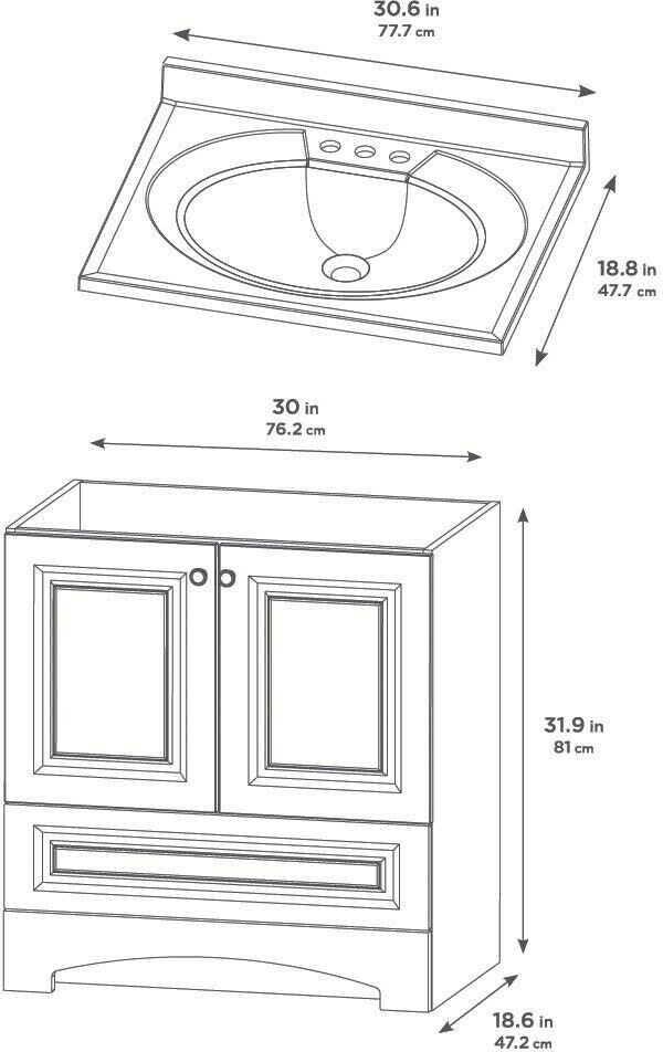 Glacier Bay Lancaster 30 in. W Bath Vanity in White with Cultured Marble Vanity Top in White
