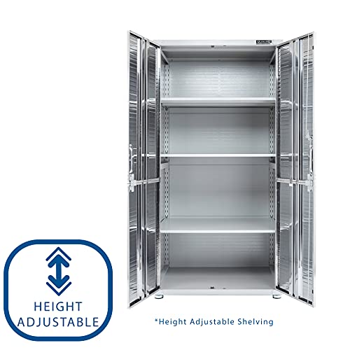 Seville Classics UltraHD Solid Steel Lockable Metal Storage Cabinet Locker Organizer, w/Adjustable Shelves for Garage, Warehouse, Office, Classroom, Granite, 48" W x 24" D x 72" H