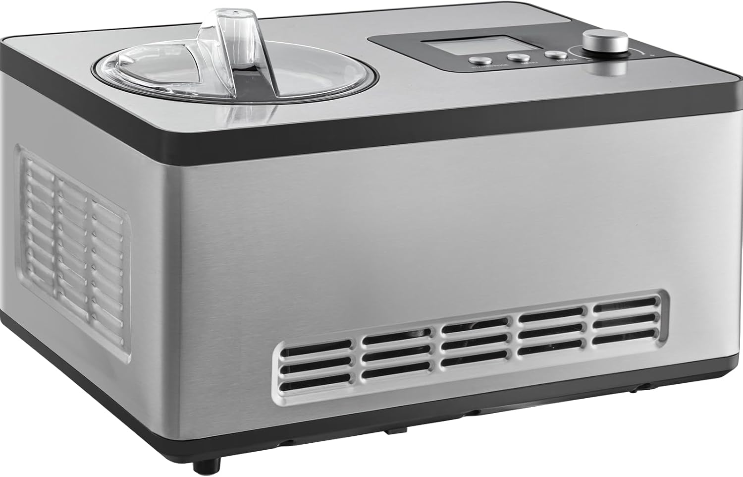VEVOR Automatic Ice Cream Maker with Built-in Compressor, 2 Quart No Pre-freezing Fruit Yogurt Machine, Stainless Steel Electric Sorbet Maker, 3 Modes Gelato Maker with LCD Display & Timer, Silver
