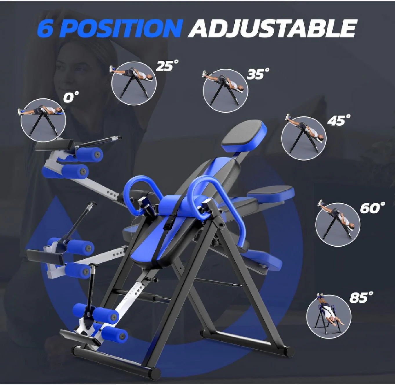YOLEO Heavy Duty Inversion Table for Back Pain Relief with Adjustable Protective Belt 2023 Upgraded Inversion Foldable Heavy Duty up to 300 lbs