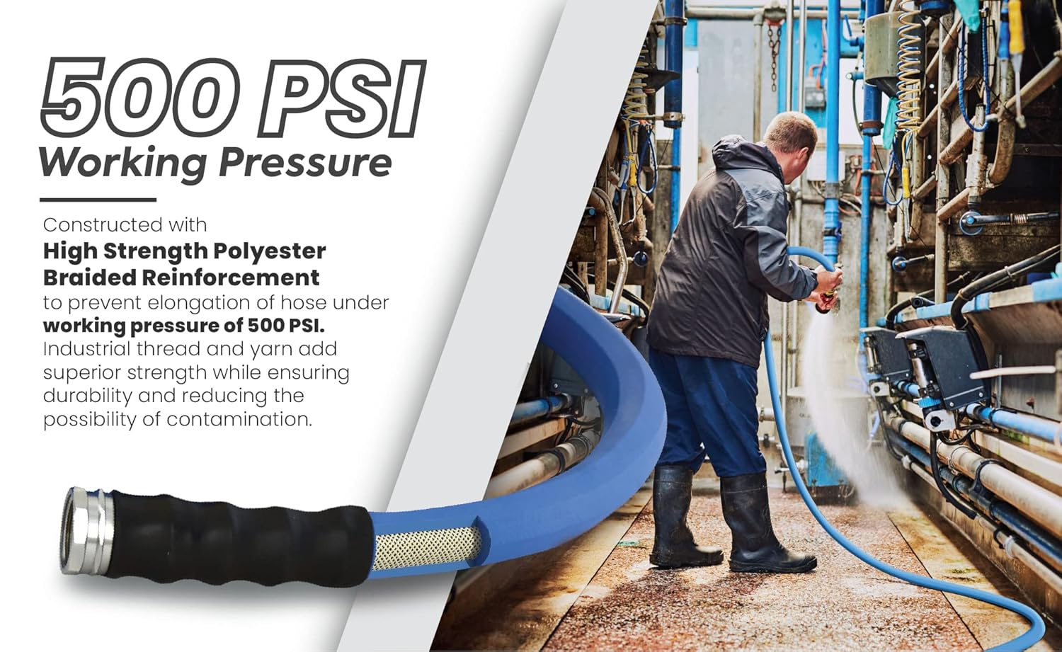 AG-LITE BSALONE100 1" x 100' Hot/Cold Water Rubber Garden Hose, 100% Rubber, Ultra-Light, Super Strong, 500 PSI, -50F to 190F Degrees, High Strength Polyester Braided, 2x Water Flow