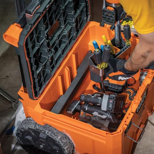 Klein Tools 54802MB MODbox Rolling Toolbox, Modular Tool Storage System with Side Mounting, 10-Inch Rubber Wheels, Removable Handle