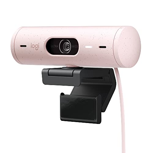 Logitech Brio 500 Full HD Webcam with Auto Light Correction,Show Mode, Dual Noise Reduction Mics, Webcam Privacy Cover, Works with Microsoft Teams, Google Meet, Zoom, USB-C Cable - Rose