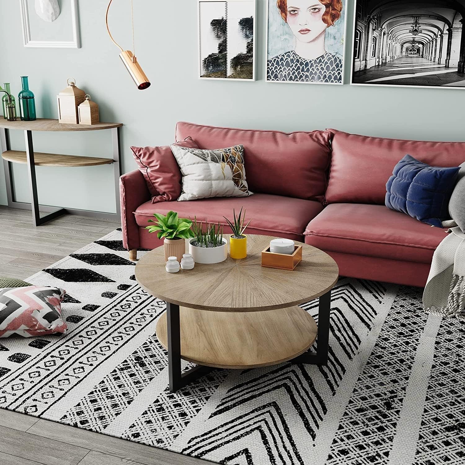 Overstock Round Coffee Table with Solid Wood Storage Circle Center Table Rustic Wood Coffee Table Wood N/A Rustic Wood Coffee Tables, End Tables