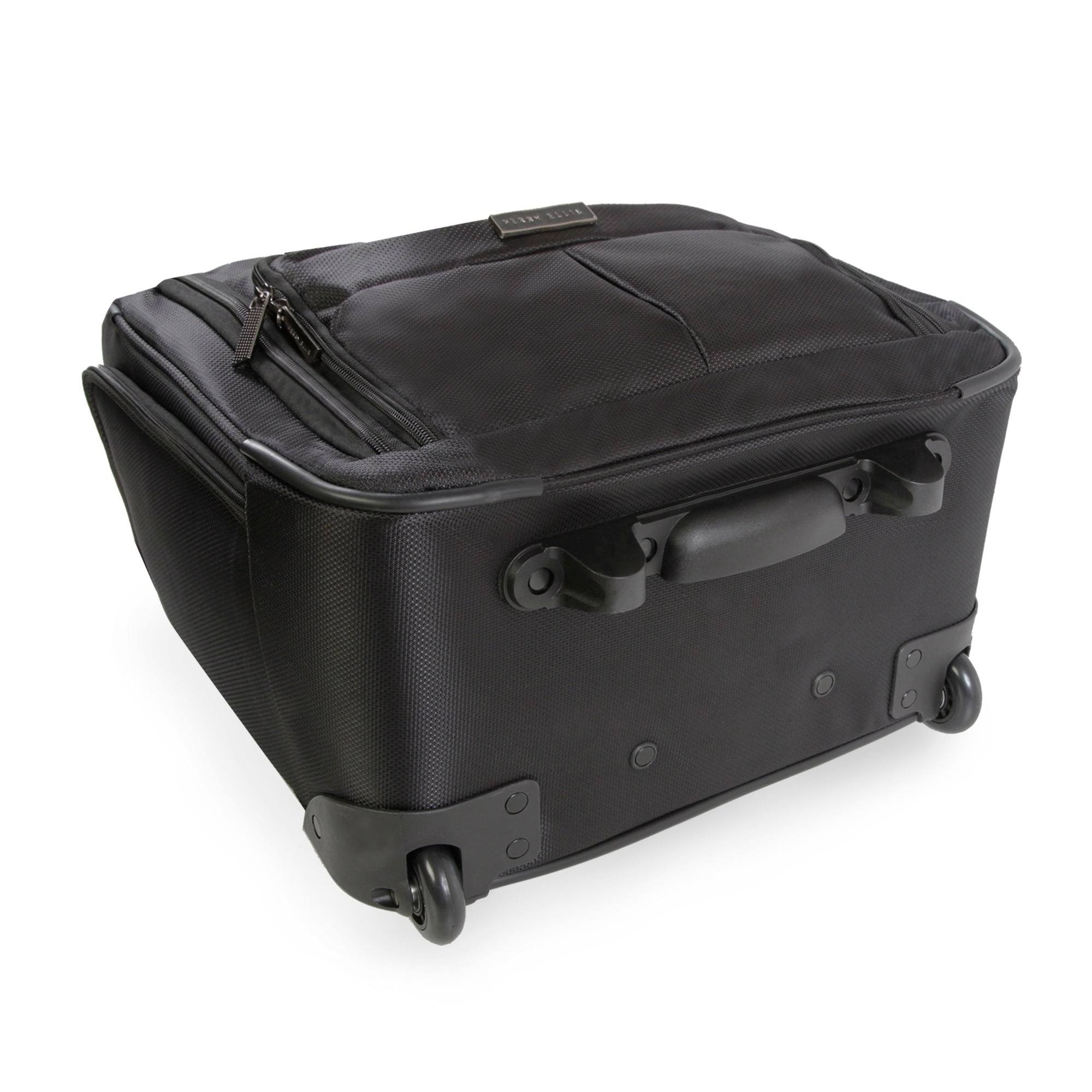 Perry Ellis Black Excess 9-Pocket Underseat Rolling Tote Carry-On Bag
