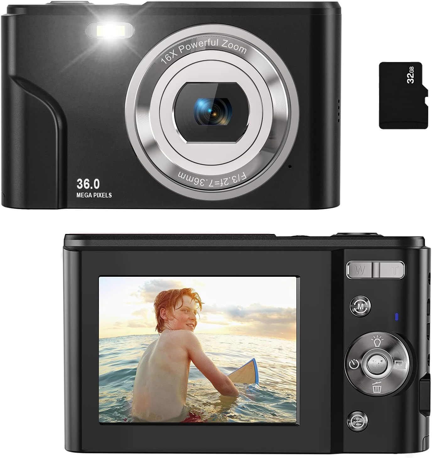 Digital Camera for Kids Boys and Girls - 36MP Children's Camera with 32GB SD Card，Full HD 1080P Rechargeable Electronic Mini Camera for Students, Teens, Kids(Purple)