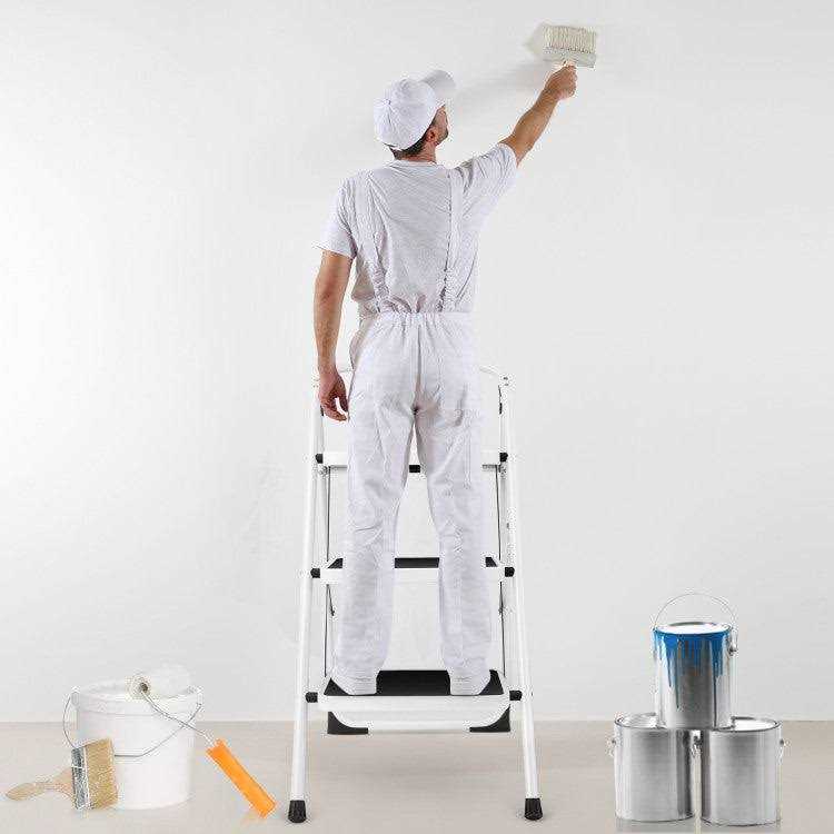 Costway 3 Step Lightweight Ladder HD Platform Foldable Stool 330 lb