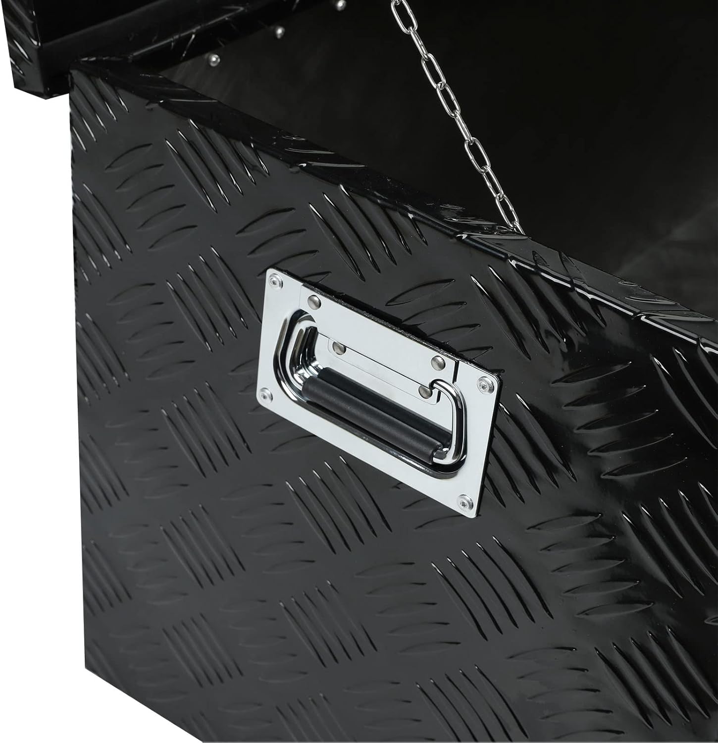 18X17X17.75 Black Aluminum 5 Bar Tread Tool Box Truck Car Outdoor Trailer Pickup Underbody Toolbox,RV Storage Organizer，Underbed Tools Organizer W/Lock Latch w/Keys