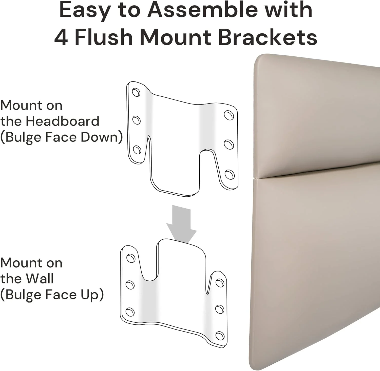 Wall Mount Faux Leather Headboard for King Size Bed, Modern Style Upholstered Headboard, Adjust Height Freely, Easy to Assemble (Nature, King)