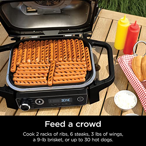 Ninja OG951 Woodfire Pro Connect Premium XL Outdoor Grill & Smoker, Bluetooth, App Enabled, 7-in-1 Master Grill, BBQ Smoker, Outdoor Air Fryer, Woodfire Technology, 2 Built-In Thermometers, Black