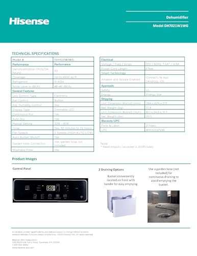 Hisense ConnectLife Smart Control 50 Pint 3-Speeds Dehumidifier