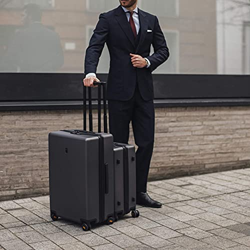 LEVEL8 Hard Shell Carry on Luggage Airline Approved, Carry-on Suitcases with Wheels, Lightweight Luminous Textured Hardside Travel Bag with Tsa Lock, 20 Inch, Black