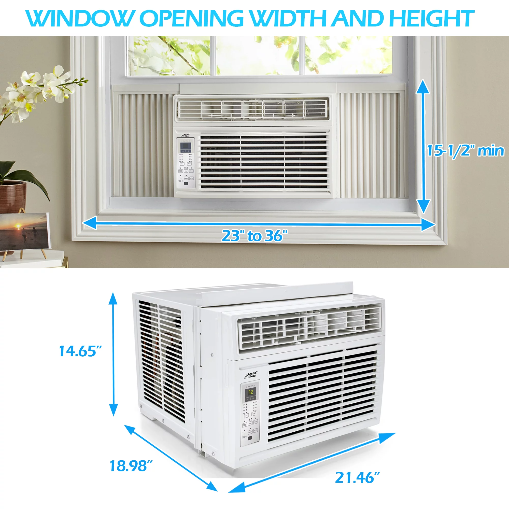 Arctic King 14,500 BTU Window Air Conditioner, Cools up to 700 Sq. Ft, with Digital Panel and Remote Control, Easy Installation, for House, Apartment, and Office