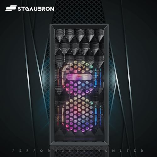 STGAubron Gaming PC Desktop Computer, Intel Core I7 up to 3.9 GHz, Radeon RX 580 8G, 16G RAM, 512G SSD, WiFi, Bluetooth 5.0, RGB Fan x6, RGB BT Sound Bar, Windows 10 Home
