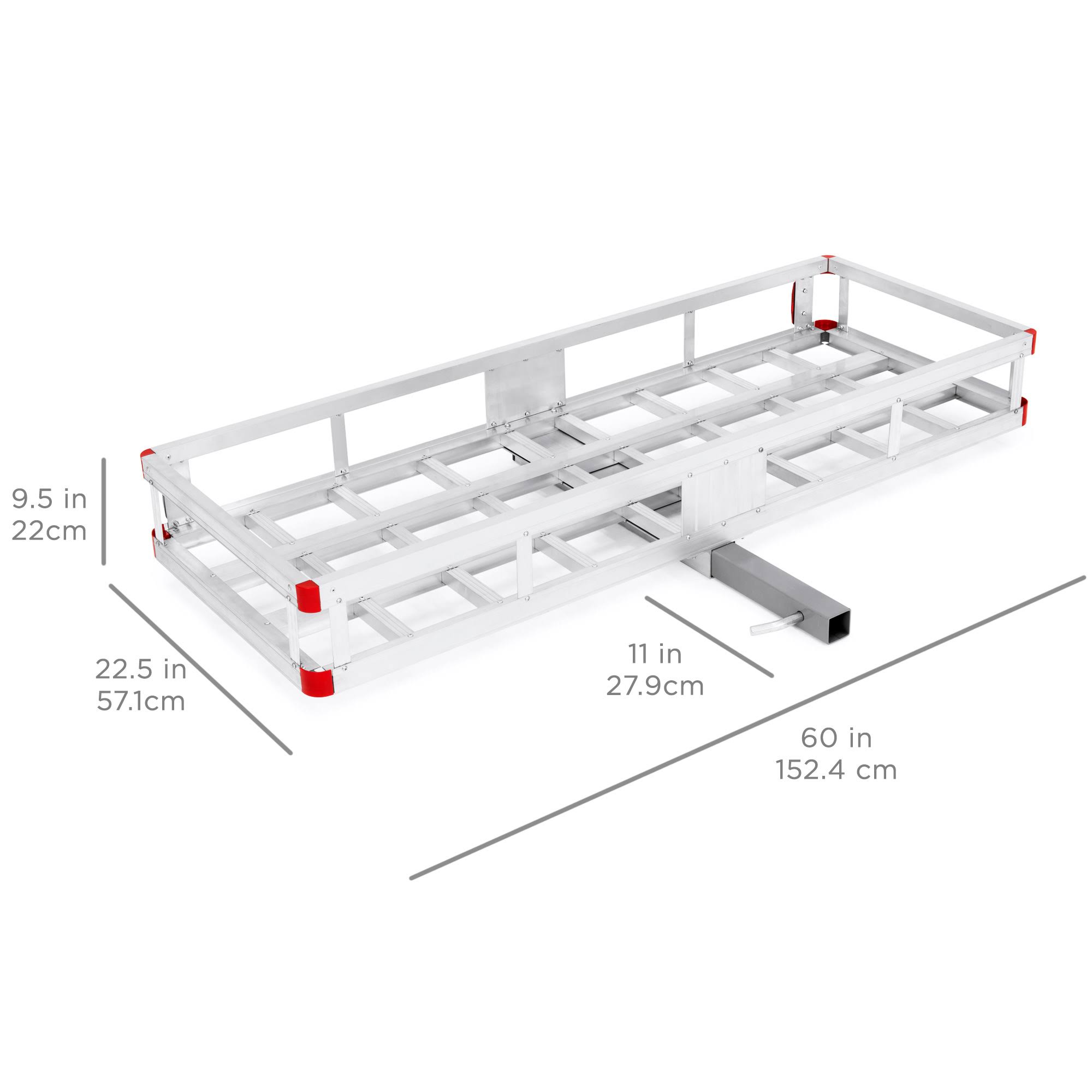 Best Choice Products 60x22in Heavy Duty Aluminum Cargo Carrier Auto Hitch Mount w/ Pin, Clip, 500lb Capacity - Silver