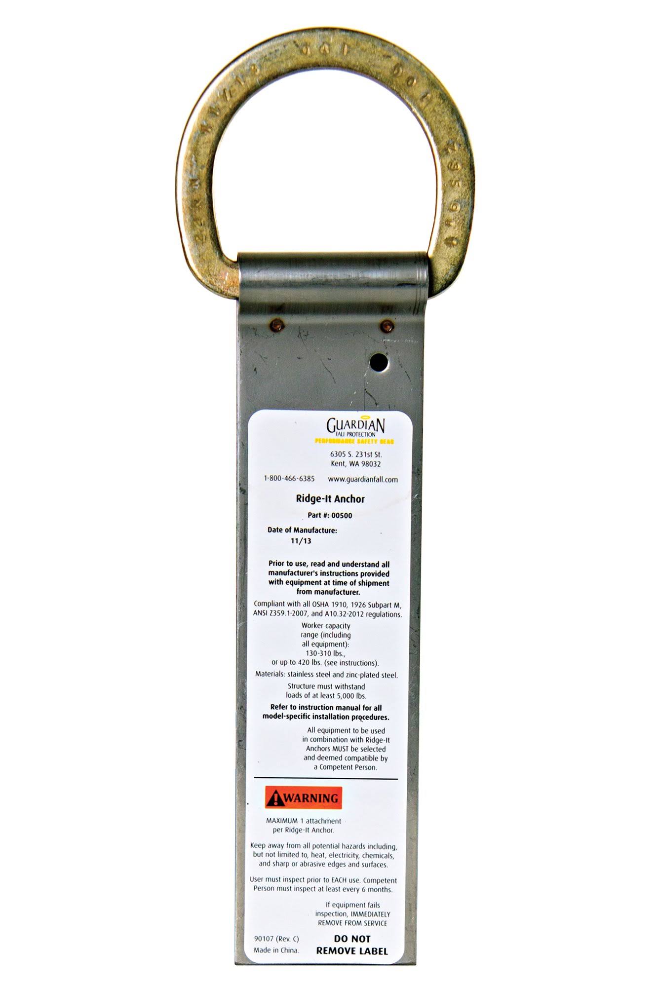 Guardian Fall Protection 00500 Ridge-It Roof Stainless Steel Safety ANCHOR, 10pk