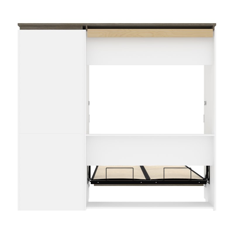 Atlin Designs 89" Full Murphy Bed with Storage Cabinet in White