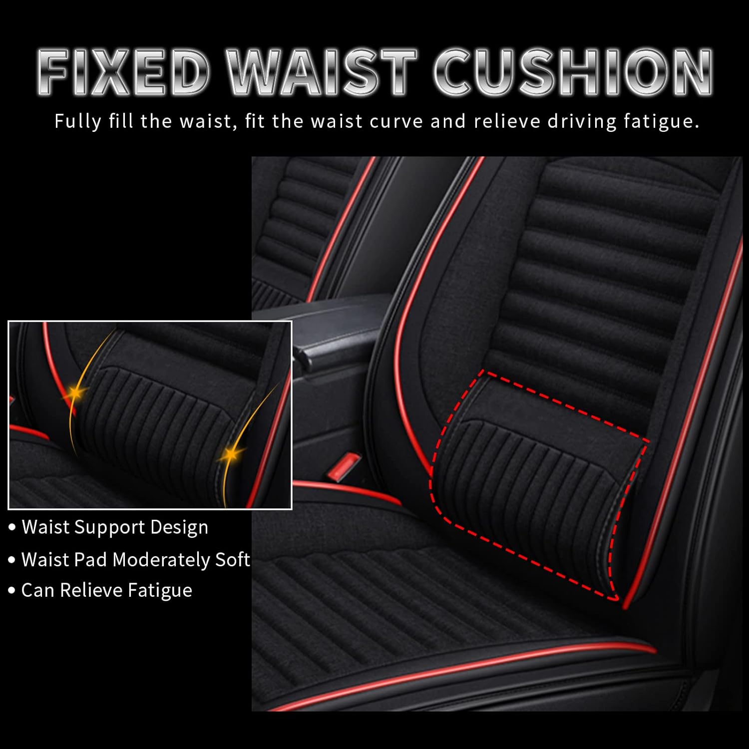 TTX LIGHTING Car Seat Covers Custom Fit for 2018-2021 Nissan-Kicks, Auto Full Set Seat Cushion Linen Compatible with Airbag（Red&Black）