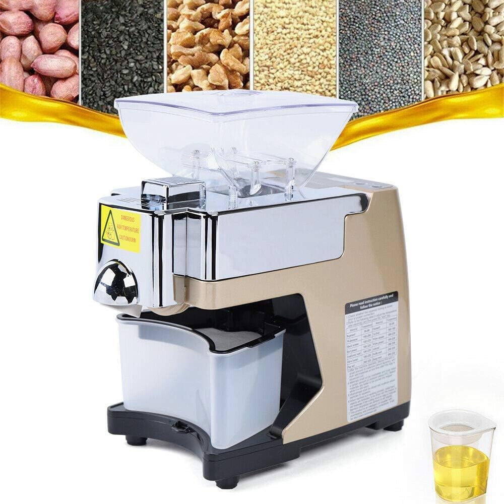 Oil Press Machine for home, 110V 450W Hot & Cold Oil Press, Fully Automatic Oil Extractor, Stainless Steel Nut Oil Press Machine, w/Voice Prompt for Commercial Home