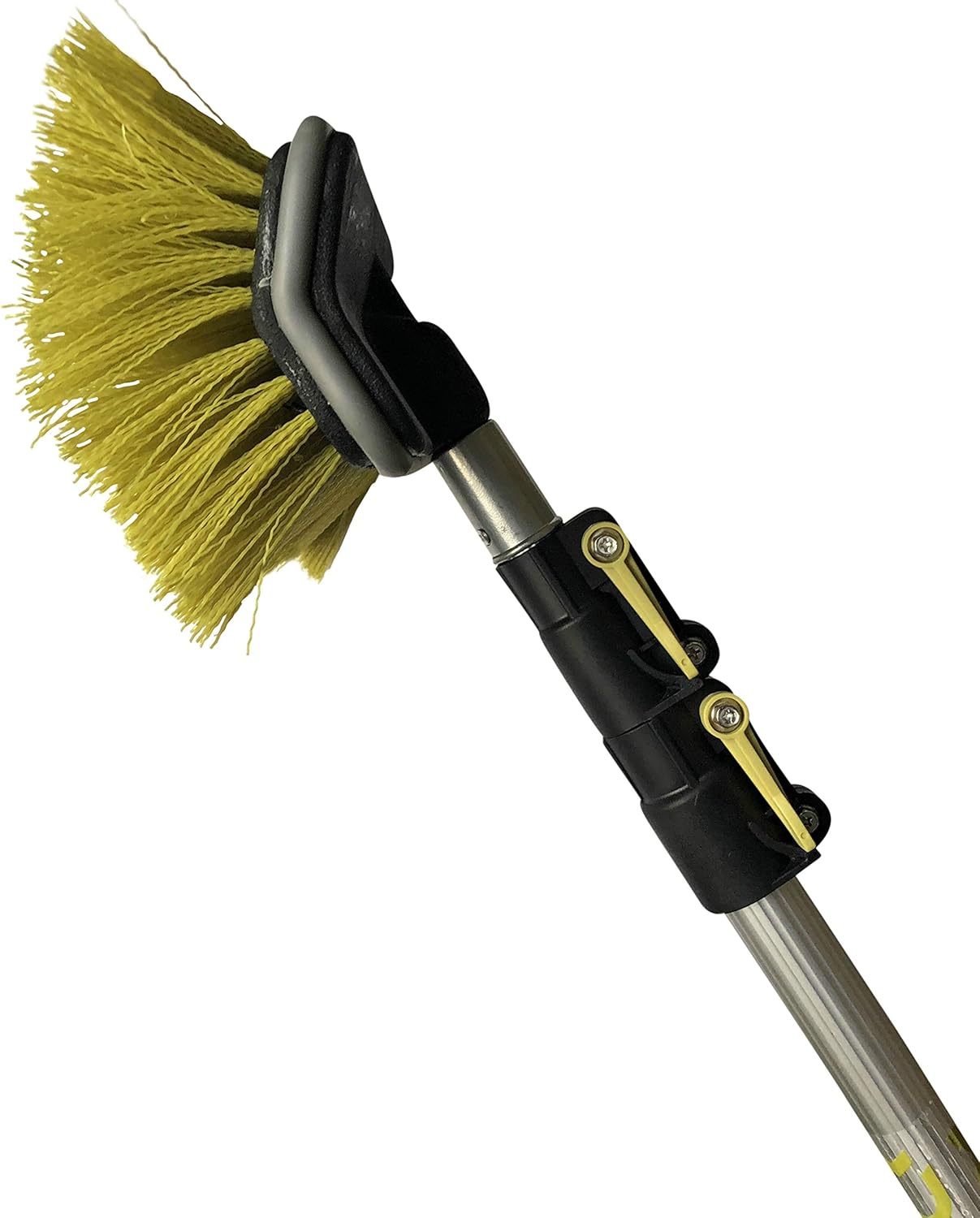 DocaPole 7-30 Foot Hard Bristle Brush Extension Pole |11” Scrub Brush with Telescopic Pole | Long Handle Cleaning Brush and Deck Brush for House Siding, Deck, Garage, Patio and More