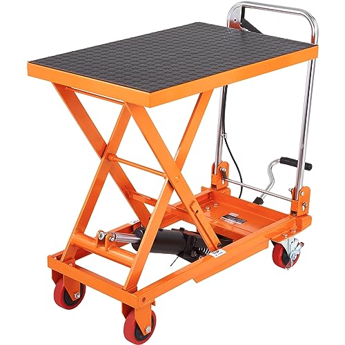 VEVOR Electric Lift Table, 330 lbs Capacity Single Scissor Lift Table, 8-28 in Height Adjustable Lifting Platform, Coffee Table Lift with 4 Wheels, for Material Handling and Transportation, Black