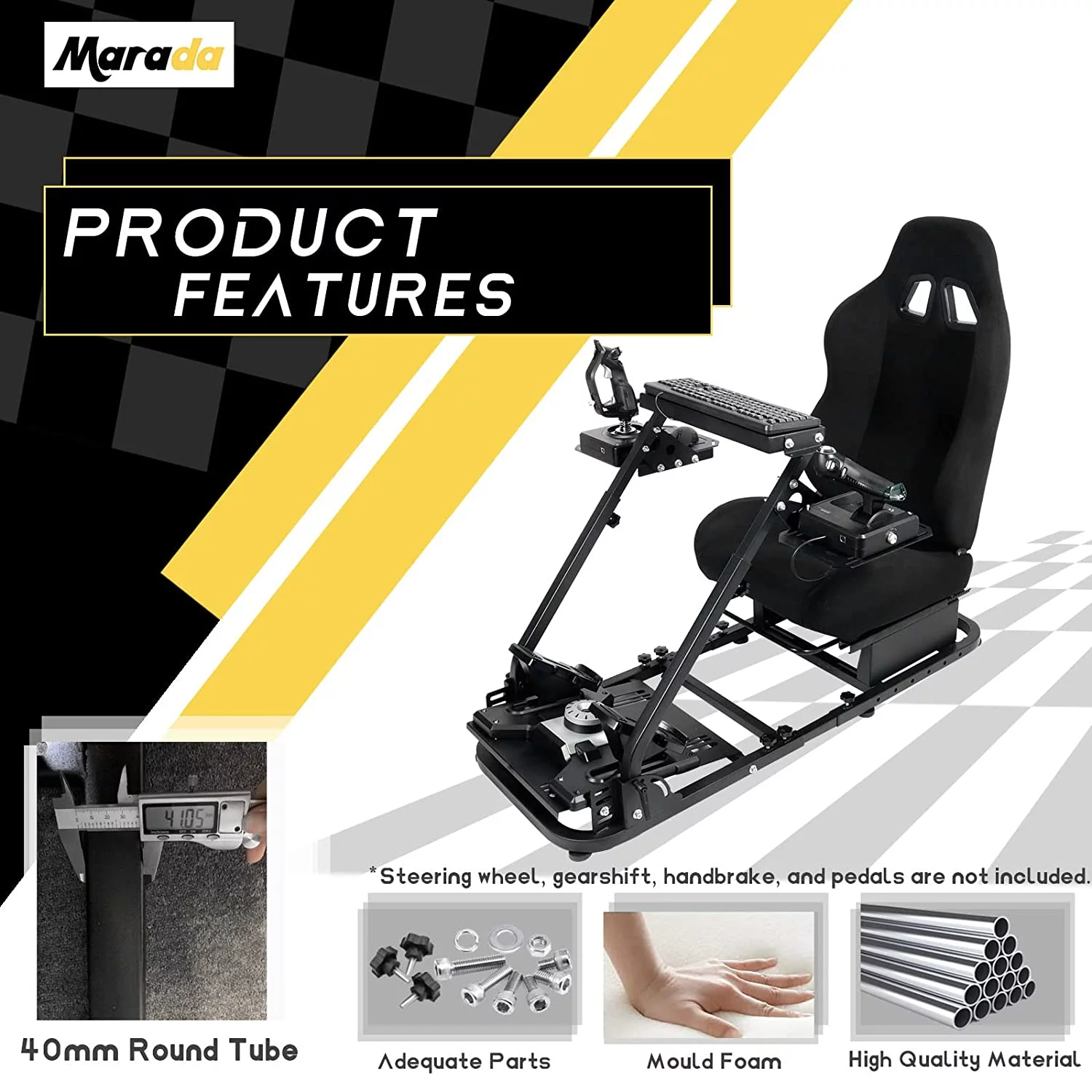 Marada Flight Racing Simulator Cockpit with Game Seat Foldable Fit Thrustmaster HOTAS Warthog