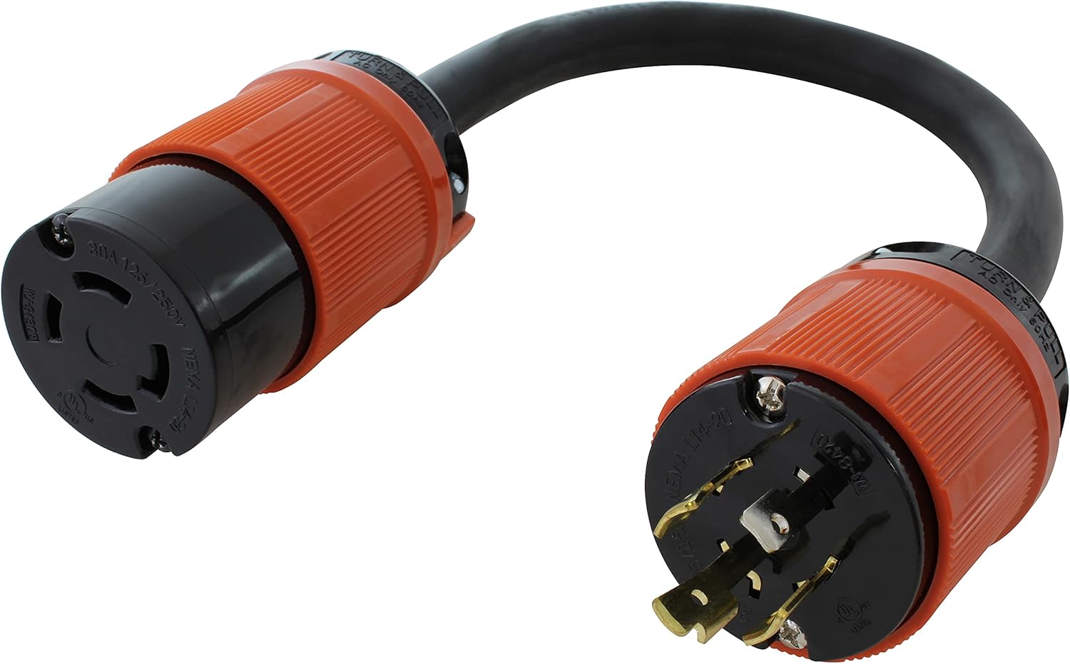 AC WORKS Generator to Transfer Switch L14-30 Inlet Box Adapter (TT-30 RV 30Amp to L14-30 Flexible) Pack of 2