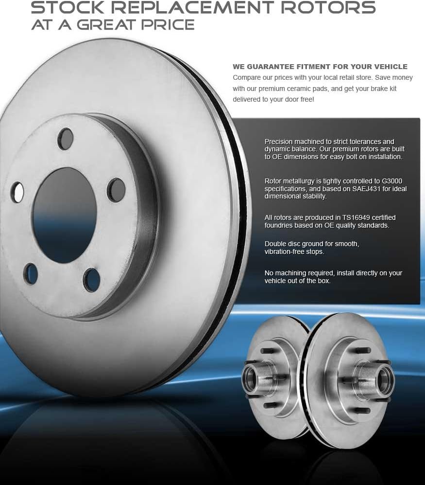 Callahan CRK12449 FRONT 331mm Premium OE 8 Lug [2] Brake Rotors + Ceramic Brake Pads + Clips [fit Ford Excursion F-250 F-350 4WD]