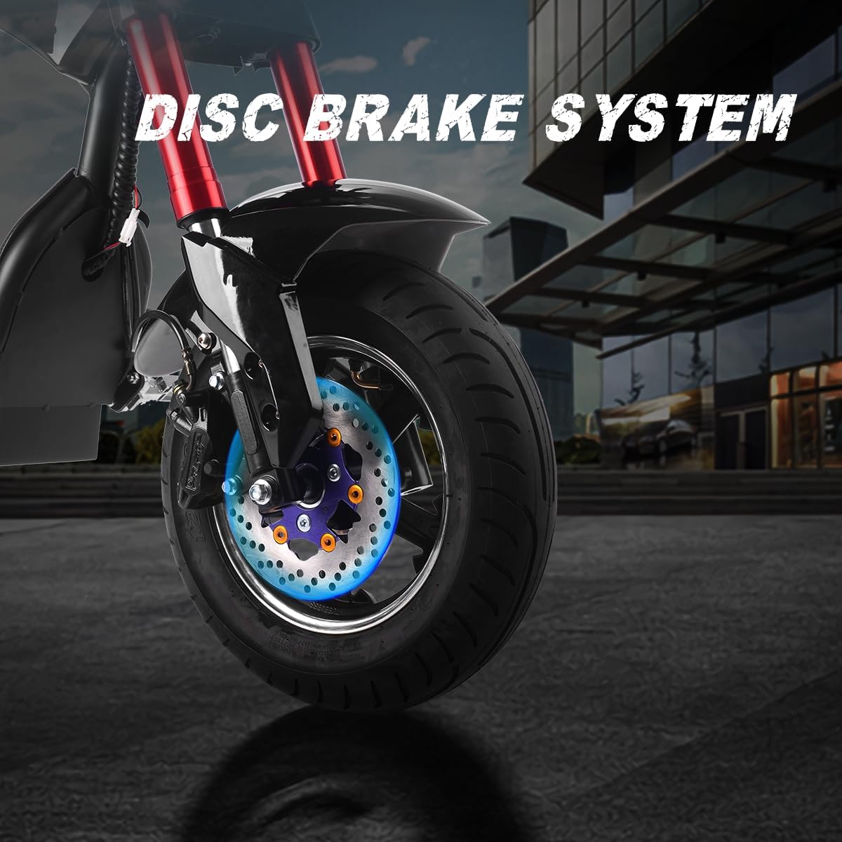 Electric Scooter for Adults 800W Motor Fat Tire Citycoco Scooters Up to 25 Mph & 18 Miles 48V 12Ah Lithium Removable Battery Lowboy Scooter Harley Electric Moped with Front & Rear Hydraulic Brakes
