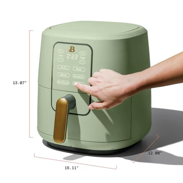 Beautiful 6 Qt Air Fryer with TurboCrisp Technology and Touch-Activated Display, 4 Preset Functions Air fry, Roast, Reheat & Dehydrate, White Icing by Drew Barrymore