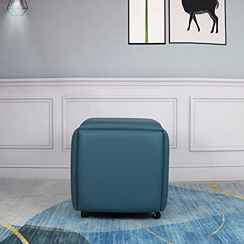 5 in 1 Nesting Ottoman Cube Chair, Stackable Stools, Leather Square Ottoman Bench, Foot Stool with Wheels for Living Room,Dining Room 15.75x15.75x16.54 inches